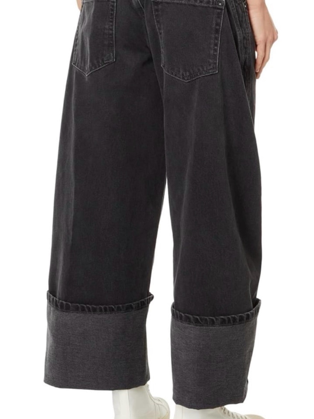 Wide Leg WE THE FREE Olsen Cuffed womens Jeans - Black